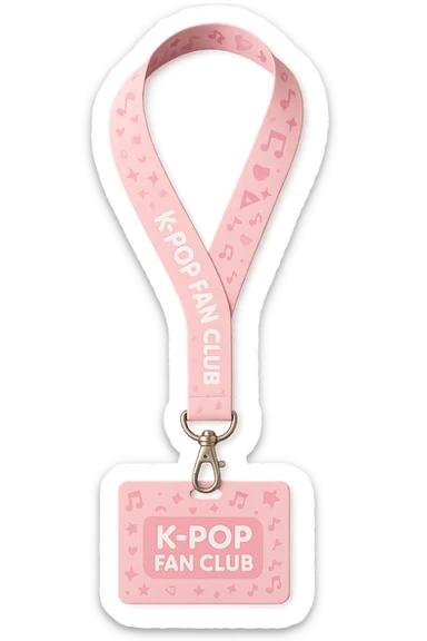 pink kpop fan club lanyard, cute and trendy sticker