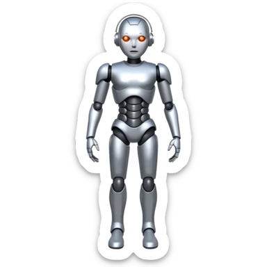 Robots Humanoid – Silver android with glowing eyes, human shape, full body sticker