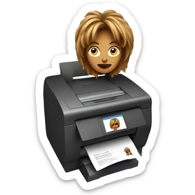Tina turner on top of a printer sticker