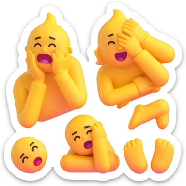 comical emoji showing a character overwhelmed, crying, fainting, and puking at once, dramatic and silly sticker