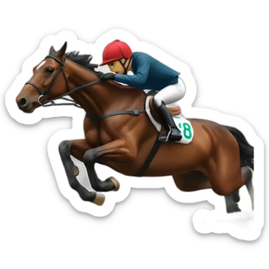 racing horse jumping over a hurdle sticker