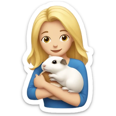 Blonde Woman hugging a guineapig sticker