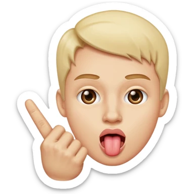 Tongue out middle finger eye roll sticker