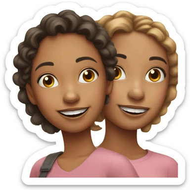 Three girls with pig noses smiling sticker