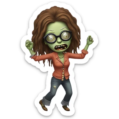  janis joplin zombie  dancing (wearing circle glasses) sticker