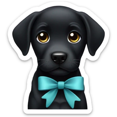 Black lab puppy with bow sticker