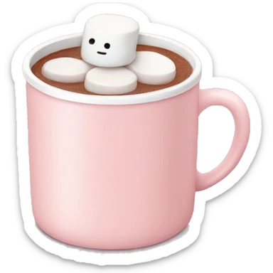 Light Pink mug of hot chocolate with marshmallows  sticker