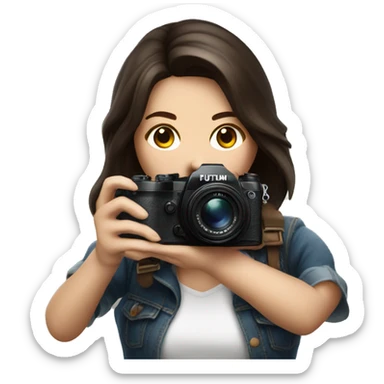 woman photographer fujifilm camera taking photo brunette sticker