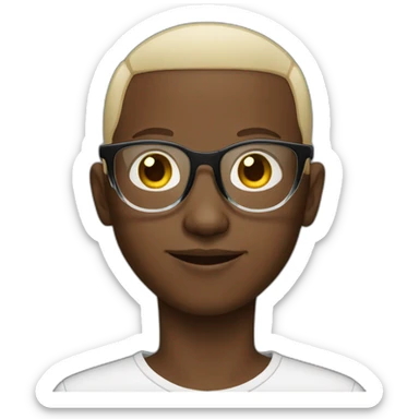 somalian boy  and shaved hair with transparent glasses sticker