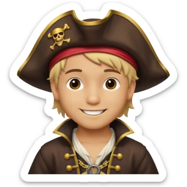 light brown Hispanic boy with blond hair that is dressed as a pirate sticker