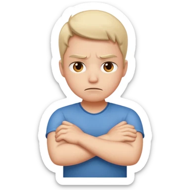 upset face with arms crossed sticker