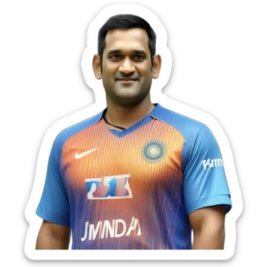 Ms dhoni right side look, smart handsome , in india jersey, only half photo sticker