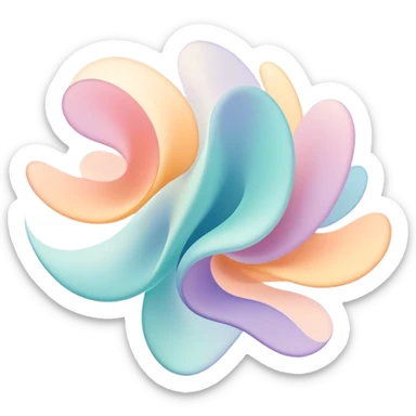 Abstract floating forms shifting in air, ethereal masculine energy, subtle radiance, symbolic of style influence, minimal flowing shapes sticker