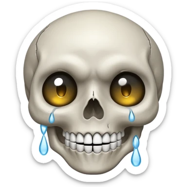 Laughing skull with tears coming from eyes sticker