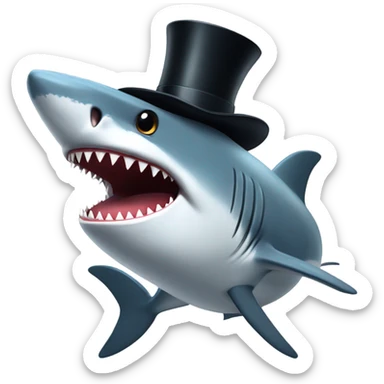 Shark with a top hat sticker