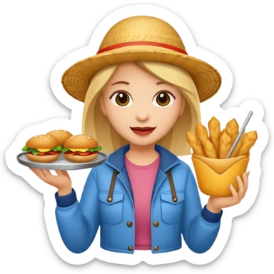 tourist woman holding street food sticker