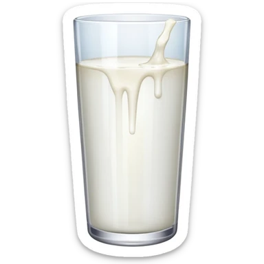 the drink is white, the glass is narrow and tall and There is only white liquid inside,photo realistic sticker