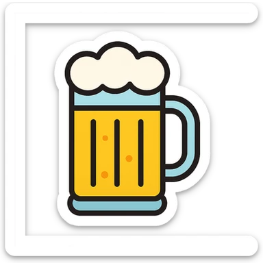 beer mug icon, color outline style, black outlines with subtle color fill sticker