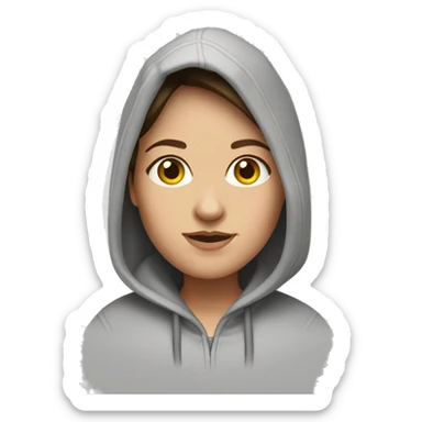 Brunette Caucasian chunky woman in a hoodie sticker