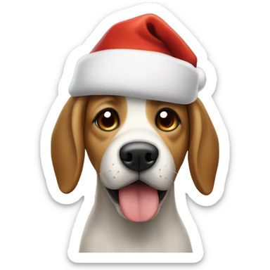 Dog wearing a Santa hat sticker