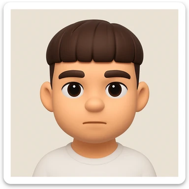 Convert this person into a 3D emoji style portrait with a Microsoft Fluent emoji look, rounded and expressive features, and a neutral background. The style should mimic the 3D emoji aesthetic. sticker