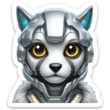 Cyber futuristic silver furry robot  sticker