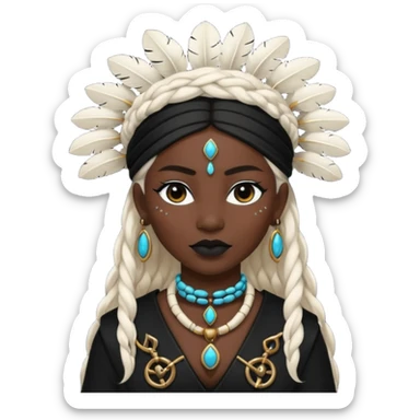 white shaman woman black clothes black accesories  sticker