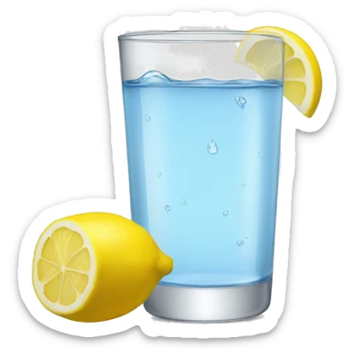 glass of water and lemon sticker