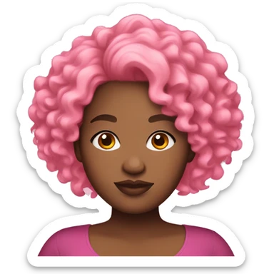 Plus size black woman with pink curly hair  sticker