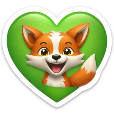 Happy Fox with a green heart in his hand  sticker