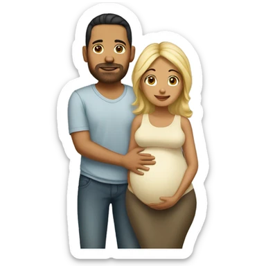 Latin pregnant wife and husband without facial hair blonde sticker