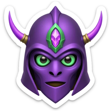 mystic knight with full face helmet and has he has purple and green eldricth powers sticker