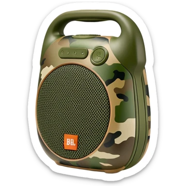 JBL Clip 4 portable speaker in camouflage pattern, simple iOS emoji style sticker