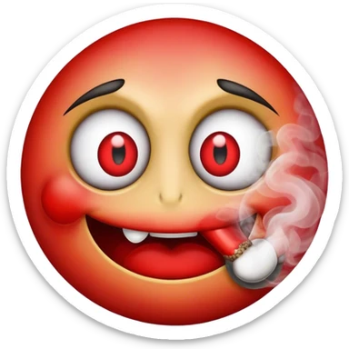 An emoji with bloodshot eyes from smoking too much cannabis  sticker