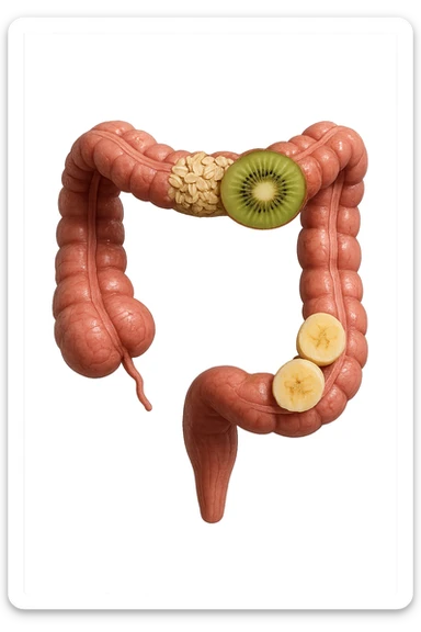 avena, kiwi e banana all'interno di un colon umano anatomico realistico, iperrealistico 4k sticker