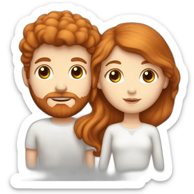 a redhead white girl who kiss a brown hair white boy with beard sticker