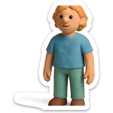 matte plasticine claymation style human being with visible fingerprints and pastel colors sticker