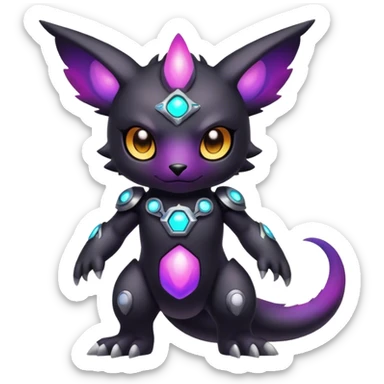 Cute cool colorful dark nebula fantasy-Digimon-animal-hybrid full body sticker