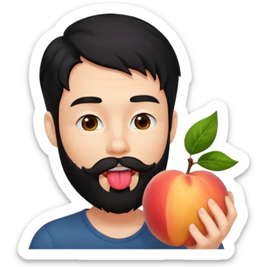 Black hair Man red beard licking peach sticker