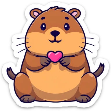 Capybara putting on lip gloss sticker