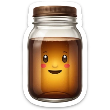 maason jar without any stars, 2d, in google emoji style, mason jar with dark fluid (like kvass) sticker