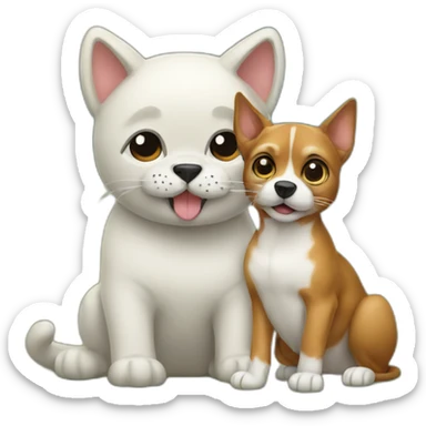 big cat and small dog sticker