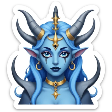 A blue sky queen feminine Baphomet  with sharks sticker