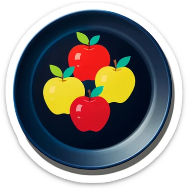 All Six apples, side-by-side, sit on a plate sticker