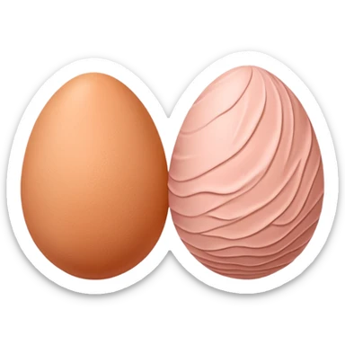 two skin tone peachy beige-pink egg shaped balls/spheres, both same size and same color, add a bumpy, loose, wrinkly skin texture with folds to both.  sticker