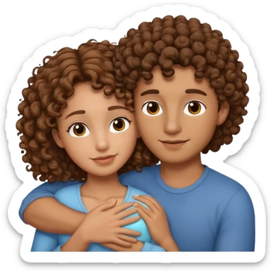 cuddling couple lighter skin male, brownskin girl with curly hair sticker