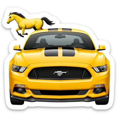 Ford Mustang with center black strip design and in written 309 and in front real pony logo in yellow  sticker