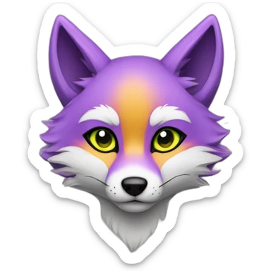 purple yellow fox furry green eyes sticker