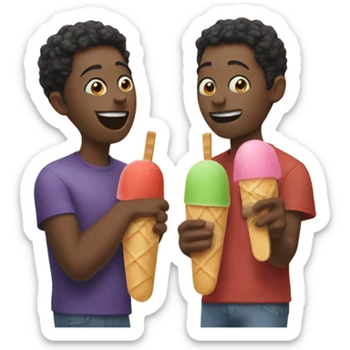 2 friends eating popsicles  sticker