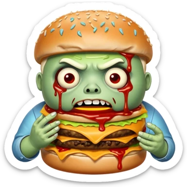 Fat zombie eating burger sticker